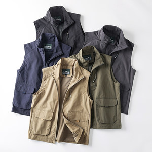 
Outdoor functional wind! Light and quick drying! Waterproof and breathable! Men's fishing work vest stand-up vest for spring and summer