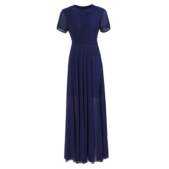 
High-end navy blue dress 2026 summer new big-name high-end waist slimming and ankle-length long skirt