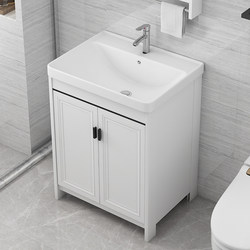 Floor-Standing Washbasin, Small Apartment Bathroom Cabinet Set, Ceramic Integrated Washbasin, Balcony Bathroom Sink