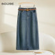 Commuter straight denim skirt for women in spring and autumn 2025 new high-waist loose mid-length draped A-line skirt