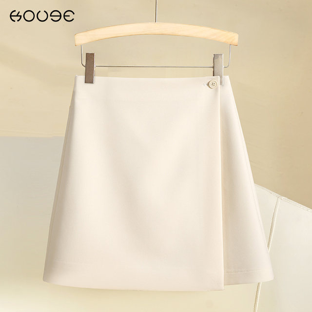 Suit short skirt for women in spring and summer 2025 new high-waisted a-line skirt, small slim beige skirt short