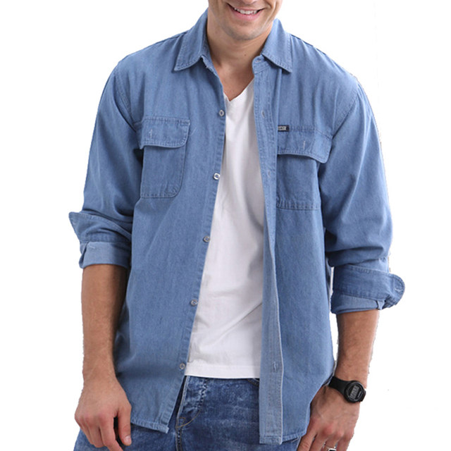 2020 spring plus size trendy men's denim shirt jacket summer thin ...