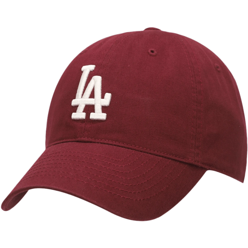 MLB帽子運動帽女帽2024夏季新款LA酒紅色鴨舌帽男帽棒球帽cp66-Taobao