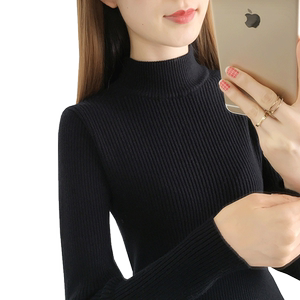 Half turtleneck sweater base shirt for women long-sleeved inner 2025 spring and autumn new mid-collar versatile slim fit tight knitted sweater
