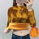 
Thickened velvet bottoming shirt for women all-in-one velvet mother's wear 2025 winter new style half turtleneck fashion printed warm clothing
