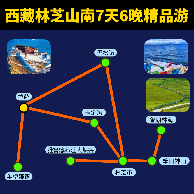 【一价全含】西藏布达拉宫林芝7日游羊湖巴松措鲁朗雅鲁藏布江