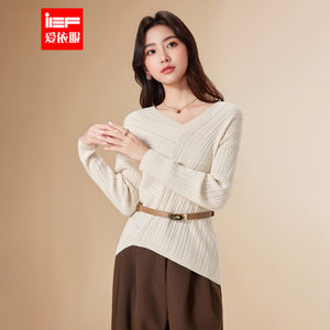 
IEF/Aiyifu 2026 spring new style French elegant commuting temperament design V-neck woolen bat shirt