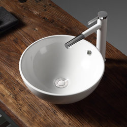 Countertop Washbasin Ceramic Wash Basin Small Size Balcony Single Basin Round Artistic Basin for Home Use