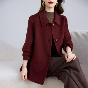 
Karovia's new high-end double-sided woolen coat for women, short pure woolen woolen coat for small people, age-reducing autumn and winter coats