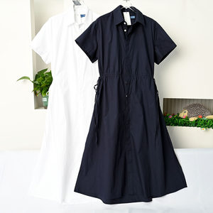 
Siqi Women's Wear 265/11 American single lapel short-sleeved shirt dress with waist tie mid-length style commuting