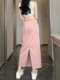 Pink denim skirt with back slit skirt for women 2025 new spring high-waisted slim temperament A-line hip-pack skirt