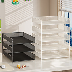 File Storage Rack, Multifunctional Metal Document Rack, Office Multi-Layer Office Supplies Large-Capacity Classification Storage Organizer, Desktop Iron Art Student Book Organizer Storage Rack, Simple Book Stand