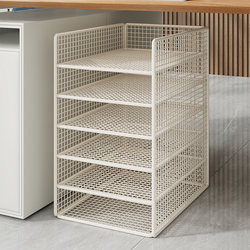 Multi-Layer Floor-Standing File Rack under the Desk, Folder Storage Rack, Office Bookshelf, Workstation Layered Cardboard Organizer, Office Desk Exam Paper and Document Storage Cabinet, Desk-Side Shelf