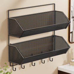 Bathroom Storage Rack, Wall-Mounted Shelf for Bathroom, No-Drill Toilet Washbasin Storage Hanging Basket