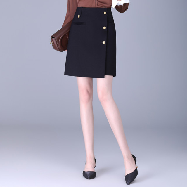 Women's 2025 Spring New High Waist Slim Black Asymmetrical A-line Skirt Short Skirt Fashion Hip Skirt