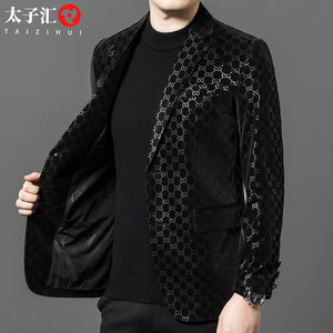 
Men's sheepskin jacket, suit, genuine leather jacket, high-end leather jacket, slim single suit, trendy casual top