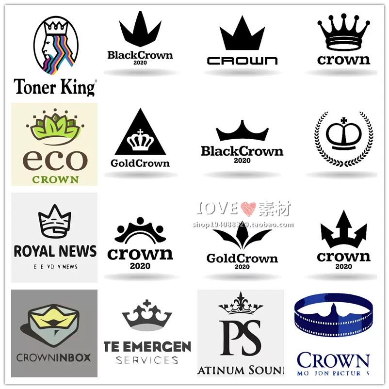 简约金色皇冠王冠logo商标标志标识标签eps Ai矢量图设计素材i351