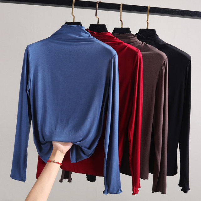 2024 New Half Turtle Collar Long Sleeve T-Shirt Women's Summer Spring ...