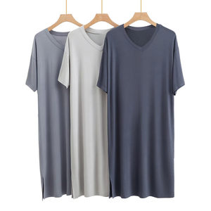 
Cool modal cotton nightgown for men's summer large size loose thin home clothes bathrobe V-neck short-sleeved home clothes