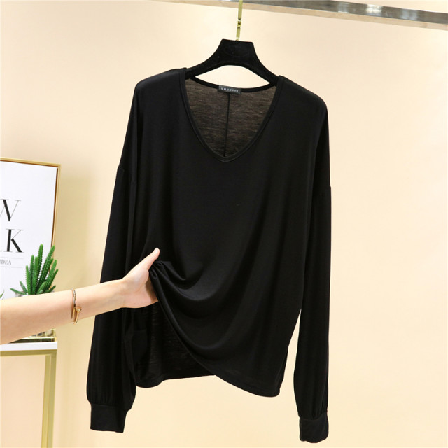 Semi-High-Neck Long-Sleeved Autumn Inner T-Shirt Top