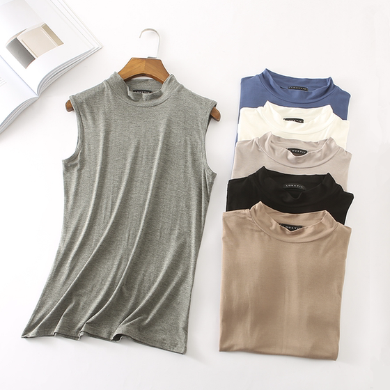 Modal tank top with suspender for women's summer 2024 new Korean version high necked sleeveless T-shirt thin bottomed shirt versatile top