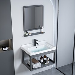 Small Apartment Wall-Mounted Washbasin Bathroom Simple Wash Basin Sink Cabinet Combination Balcony Ceramic Integrated Basin