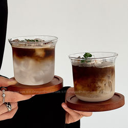 Oranges Retro Wide-Mouth Transparent Glass Cup Heat-Resistant Latte Cup Cold Brew Cup Iced Americano Coffee Cup Beverage Cup