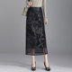 Retro jacquard gauze skirt for women's spring and autumn 2025 new slim hip straight skirt mid-length slit one-step skirt