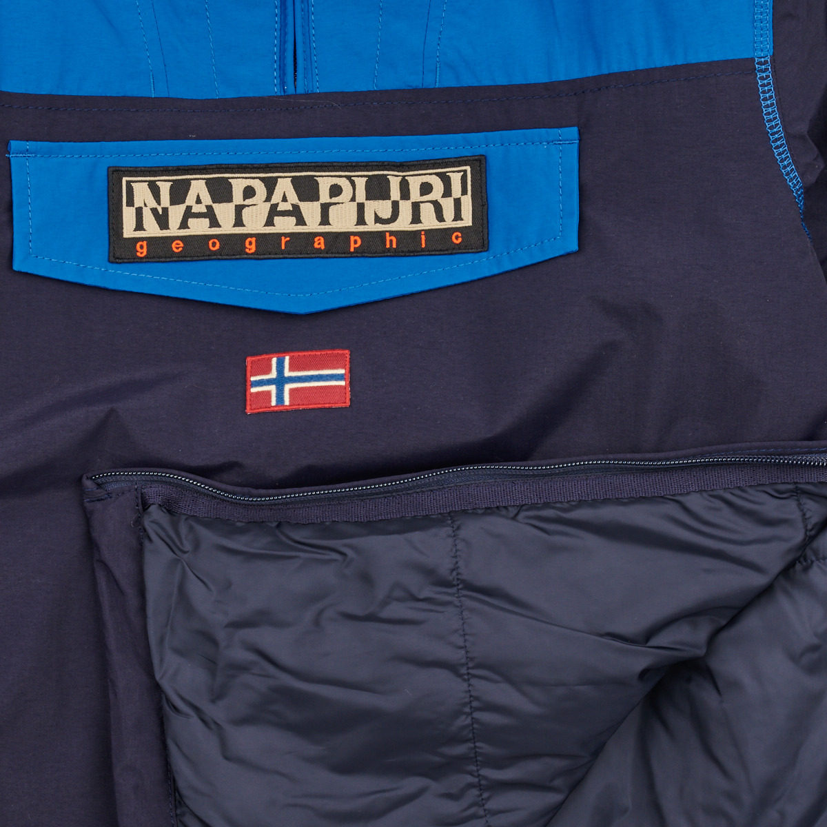Napapijri 子供服屋外暖かいフード付きコットンコートブルー冬新防寒 