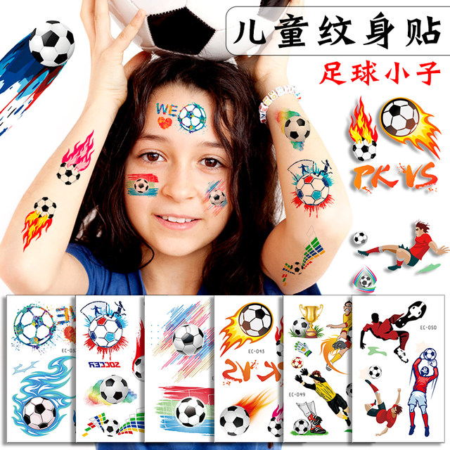 Football stickers face stickers children's tattoo stickers safe non-toxic boy football boy waterproof men and women long-lasting stickers
