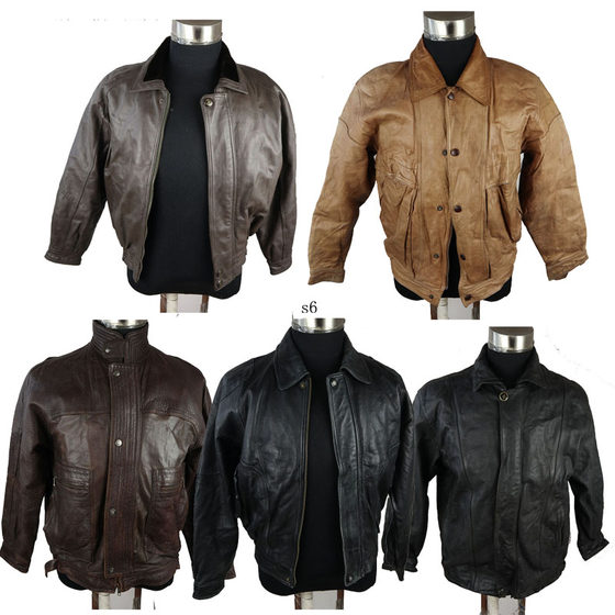 Size male leather leather leather leather cowhide leather ancient second -hand workwear electric welding uniforms autumn and winter short
