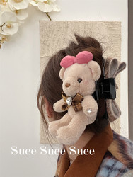 South Korea's Dongdaemun Stuffed Bow Super Cute Bear Doll Fragrant Sprayed Woolen Bow Extra Large Shark Clip