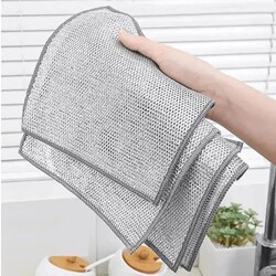 Silver Wire Cleaning Cloth Replaces Steel Wool Balls, Non-Stick Oil Scouring Pad, Multi-Purpose Pot Scrubber, Dishwashing Cloth, Stove Cleaning Cloth