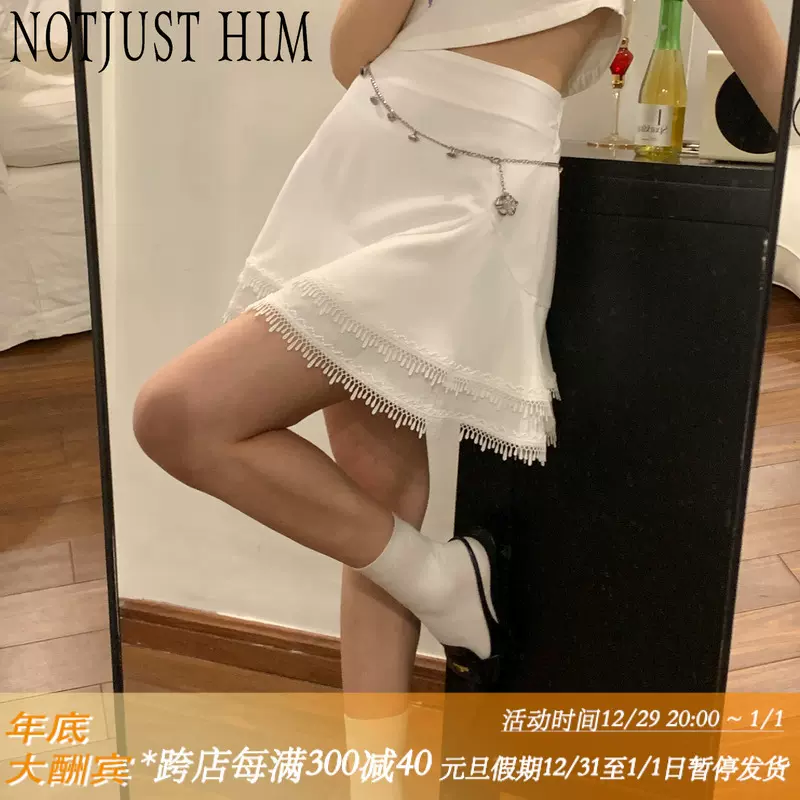 花筏NOTJUSTHIM《流苏蛋糕》双层蕾丝花边短裙百搭温柔气质舒适-Taobao