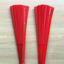 Martial Arts Practice Morning Exercise Performance Red and Yellow Bamboo Bone Tai Chi Kung Fu Elegant Colorful Sound Fan Wooden Fan