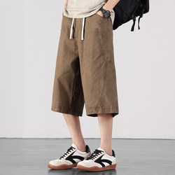 Summer Pure Cotton Shorts for Men, Loose Straight-Leg Sports Shorts, Casual American Style, Cool and Thin, Cropped Pants for Men