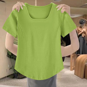 
Extra large size 300*0.5kg fat mm loose slim top 240 cover the belly and hide the flesh women's clothing 200 summer versatile short-sleeved T-shirt