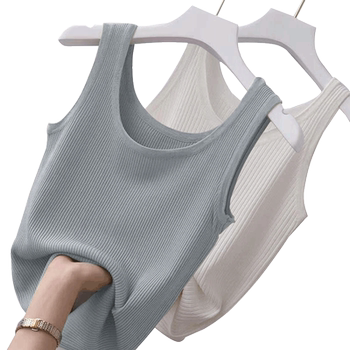 Small suspender vest for women 2025 new hot summer ice silk knitted sleeveless top white suit inner bottom