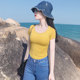 Korean version of summer new fashionable age-reducing ginger large round neck pure cotton slim short-sleeved T-shirt women's top Korean version ins
