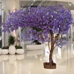 Simulated Large-Scale Jacaranda Artificial Tree, Purple Floor-Standing Floral Plant, Indoor Living Room Wedding Window Display Decoration Tree