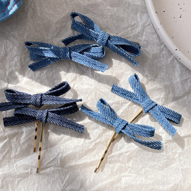 2 packs Korean denim hairpin baby girl sweet and cool cute hairpin children's bangs clip one-length headdress