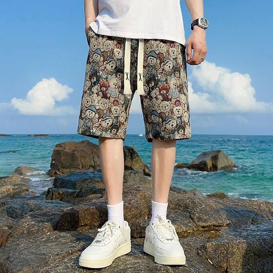Foreign trade export original single shorts men's summer ice silk shorts Hawaiian loose casual sports beach 5-point pants
