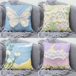French Oil Painting Style Throw Pillow Sofa Living Room Cushion Pillowcase Pillow Backrest Pillow Square Cushion Pillowcase with Insert