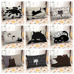 【Hot-Selling】Cartoon Painting Cat Pillowcase Nordic Geometric Cushion 30X50 Rectangular Sofa Cover