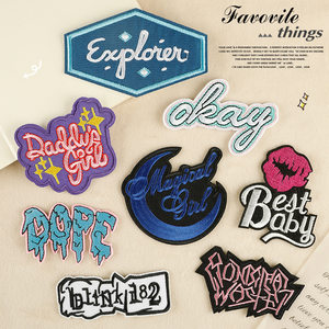 
English alphabet cloth patch clothing patch patch badge embroidery fashion down jacket jeans decorative hole patch can be sewn