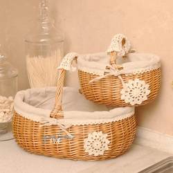 Spring Outing Picnic Basket, Hand-Held Basket, Bamboo Woven Imitation Rattan Basket, Handmade Vegetable Basket, Trendy Outdoor Picnic Basket, Camping Basket