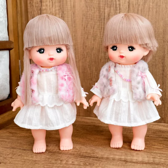 26cm Milu Little Merle doll clothing accessories winter warm velvet vest set for baby girl to play house