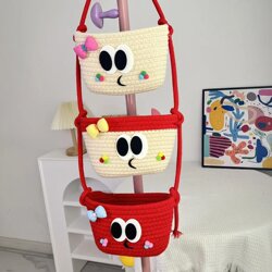 Wall-Mounted Storage Basket, Hanging Basket, Dormitory Room Storage Rack, Magic Wall Hanging Bag, Cotton Woven Wall-Mounted Behind the Door