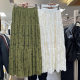 Brushed lace splicing thickened velvet skirt for women 2024 autumn and winter new style a-line long skirt retro large hem skirt