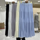 Korean solid color pressed pleated chiffon skirt for women in spring and summer 2025 new high-waisted pleated a-line long skirt